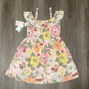Girls Pink Floral Sundress with Ruffle Straps size 6